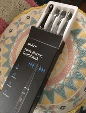 Sejoy Sonic Electric Toothbrush~+6 Replacement Heads & Cord Included~DC Charging
