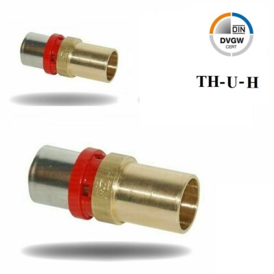 Übergangsstutzen Auf Pressmuffe 16x2,0 Mm – Für Mehrschichtverbundrohr Auf 15 Mm Kupfer – TH-Pressprofil, Messing
