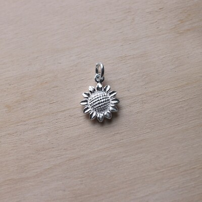 Small 3D Sterling Silver Sunflower Charms 925 DIY Jewelry Pendant Necklace