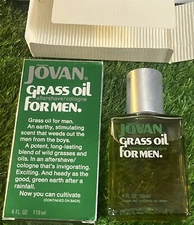 JOVAN Grass Oil Men Aftershave Cologne 4 oz Bottle Full Vintage New discontinued
