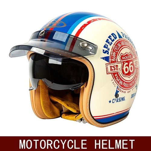 CARAT Half Face Motorcycle Helmet Vintage Retro Scooter Jet Helmet Cruiser - Picture 13 of 17