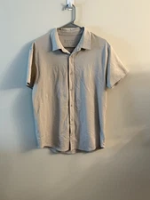 BYLT Premium Basics Mens Beige Short Sleeve LUX Button Down Shirt Size M