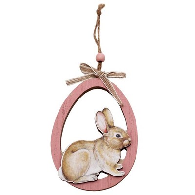 Osterhase im Ei Dekoration 11 cm rosa Zimmerschmuck zum Aufhängen