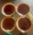 Vintage Hull Brown Drip Glaze Dinner Plates 10.5” Diameter Round USA Set of 4