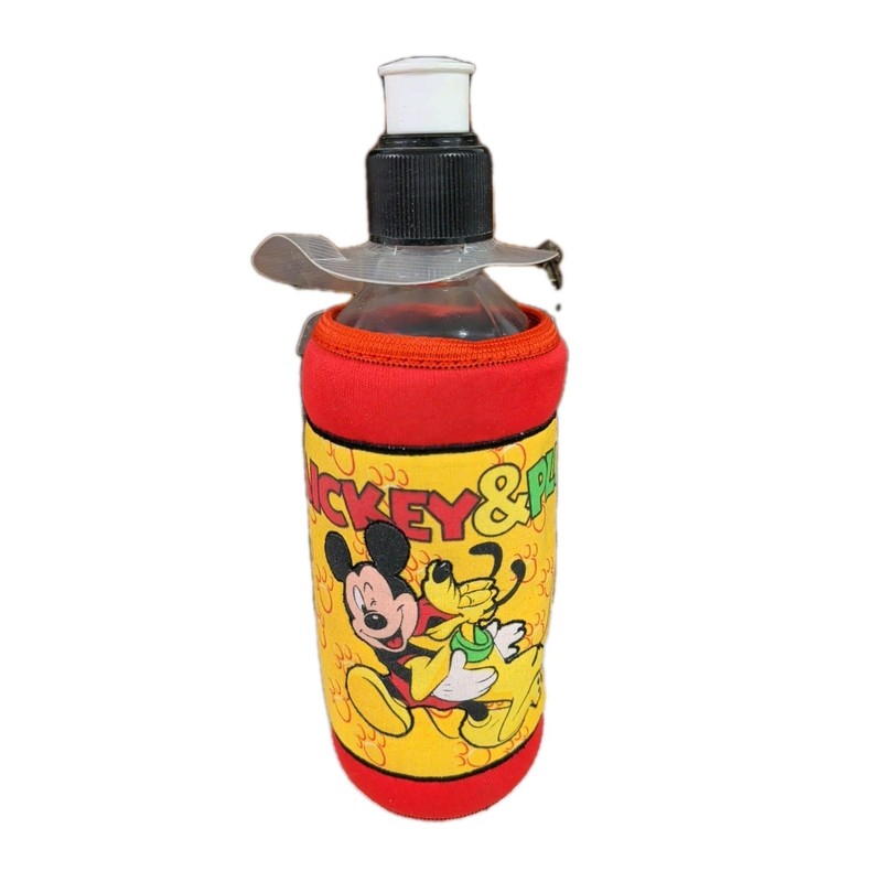The First Years 90s Disney Baby Bottle Cozy Holder w/ Strap Red Mickey & Pluto