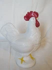 Vintage Westmoreland Milk Glass Rooster Covered Candy Dish Hd/ptd  LOOK