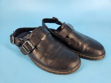 DR MARTENS Jorge-RVE Mens Sz 7-US Smooth Black Lthr Adjustable Sling-Back Mules