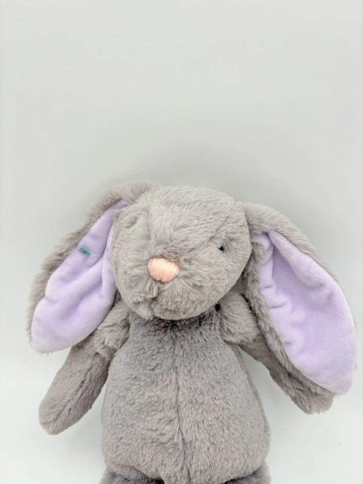 Muñeco de peluche Manhattan Toys gris conejo orejas moradas lindo bebé cariñoso Foto 2 de 4