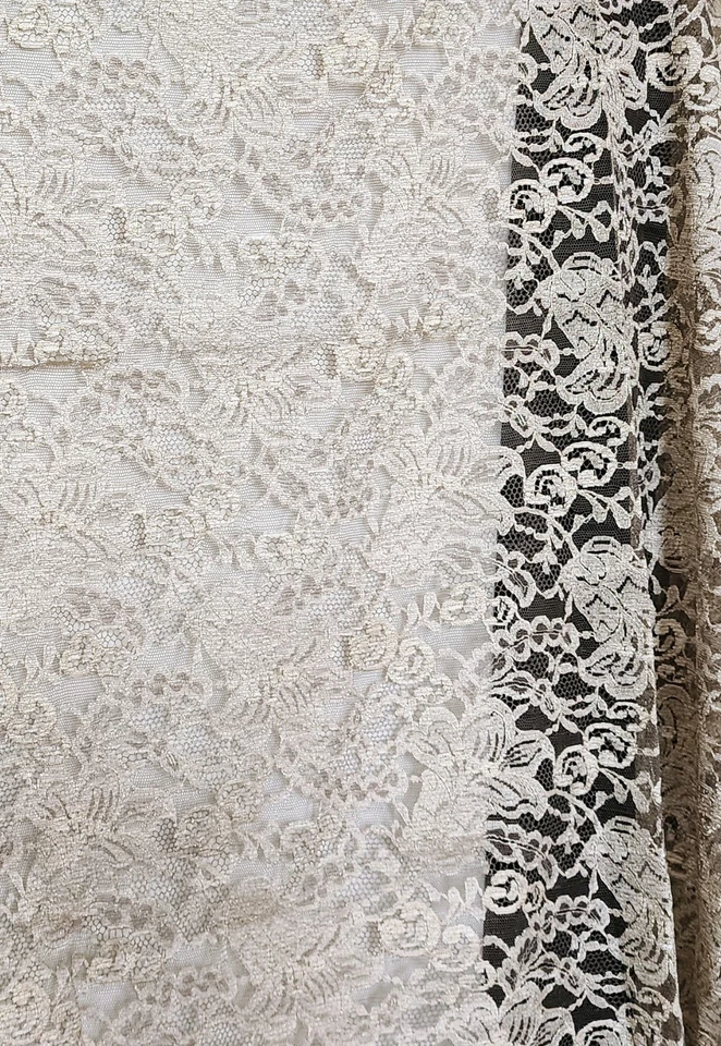 Vintage Ivory Floral Lace Fabric 1 Yard x 47" Wide – Klauber Brothers NY Bridal - Image 3 of 4