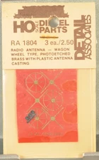 Detail Associates HO RA 1804 QTY 3 Etched Brass Wagon Wheel Antenna kits
