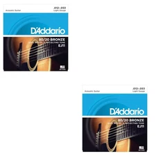 D'Addario Guitar Strings Acoustic 2 Sets EJ11 Light 12-53 80/20 Bronze