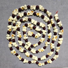 Vintage 8 ft Long Blow Mold Popcorn Foam Cranberry Christmas Tree Garland