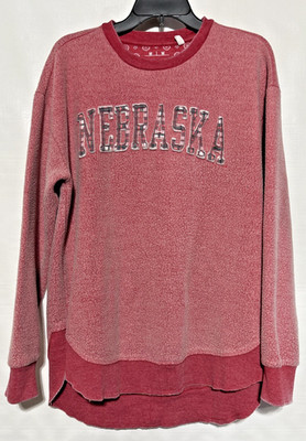 Pressbox Red Nebraska Cornhuskers Vintage Wash Long Sleeve Pullover Men's M