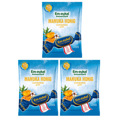 3 x Em eukal Manuka Honig gefüllte Hustenbonbons zuckerhaltig 75 g