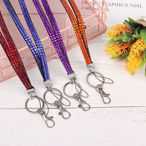 Card Holder Retractable Rhinestone Neck Strap Necklace Hanging Rope Lanyard - Photo 4 sur 16