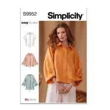 Simplicity Sewing Patterns Kits for Oversized Shirts in S M L XL XXL Sizes