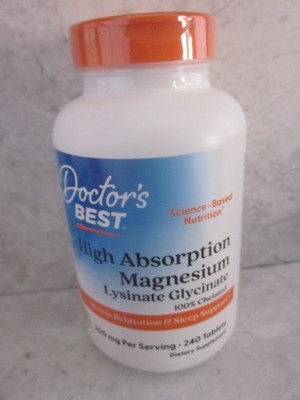 Doctor's Best High Absorption MAGNESIUM 100% Chelated 200 MG 240 Tablets