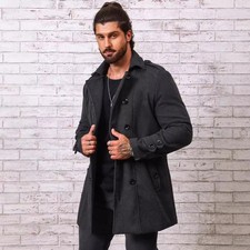 men's Fashionable Solid Color Woolen Jacket Autumn Winter Coat Outerwear