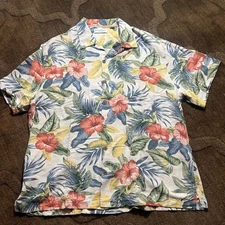 Caribbean Pure Silk Hawaiian Shirt Floral Tropical Resort Wear XL