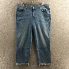 Seven7 Marilyn Boyfriend Jeans Women 18W Blue Denim Cotton Blend Hi-Rise Zip Fly