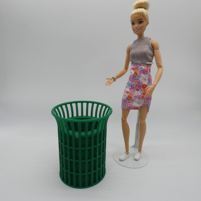 #ad 1 6 Scale Doll Trash Bin Public Park Green Wastebasket Barbie Integrity Diorama $22.49