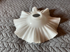 Lampenschirm Antik Glas Wellenform Vintage weiss 50er Jahre