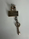 Juicy Couture Vintage Gold Lock Heart Rhinestones Bag Purse Key Chain Charm Y2k
