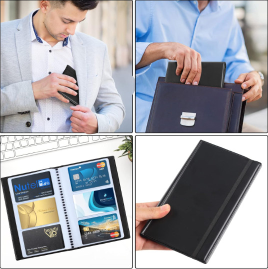 2 Leather pu Business Cards Holder Case Organizer 180 Name ID Credit Card Book