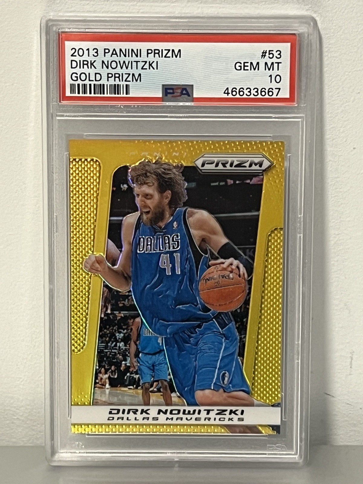2013 Panini Prizm #53 Dirk Nowitzki True Gold Prizm #10/10 PSA 10 Mavericks