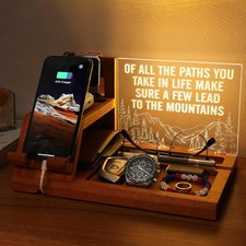 Attivolife LED Phone Dock, Valentine's Day Gift for Men with Light - Desk Organi