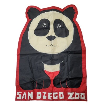 Vintage San Diego Zoo Garden Flag Gift Shop Display Giant Pandas 29''x39'' Large 