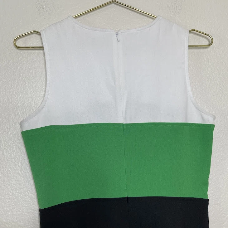 Abito Michael Kors taglia 2 aderente svasato mini primavera verde colorblock senza maniche lavoro