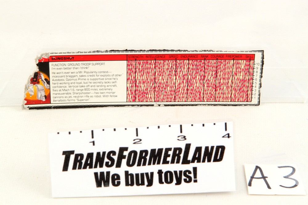 Slingshot Tech Specs 1986 Vintage Hasbro G1 Transformers