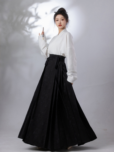 Retro Chinese Improved Ancient Hanfu Ma Mian Skirt Loose Shirt  Two Pieces Set - Afbeelding 1 van 35