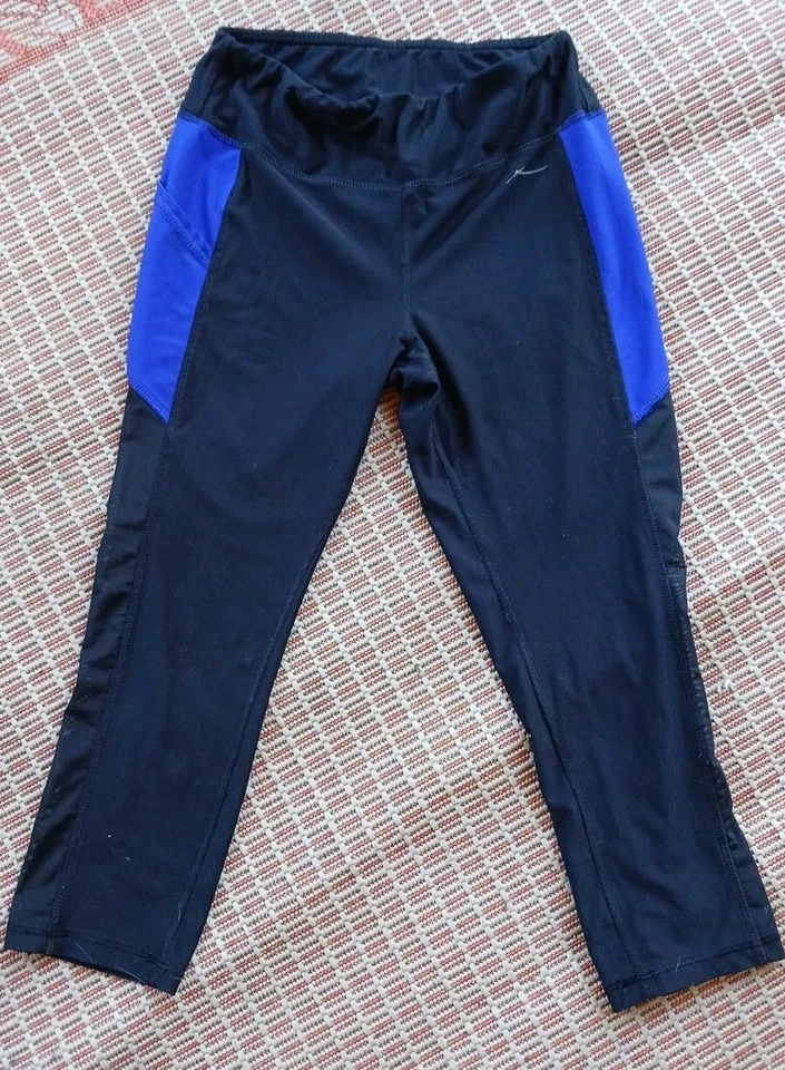 X by Gottex Leggings Sólidos Negro Azul Tiro Medio Malla Capris 3/4 Bolsillo Talla M Foto 2 de 4
