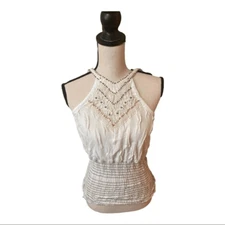 Unsure of brand, crochet detail on top w beading, Medium, from fitting, good con