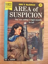 John D MacDonald / Area of Suspicion 1st Edition 1954 Paperback Book 