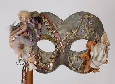 Katherine s Collection Mask Masquerade Mardi Gras Fairy Gold Sequins Flowers