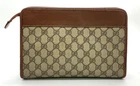 Authentique sac pochette GUCCI GG Supreme PVC cuir beige 014.122.6063 NS041554