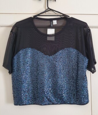 Ladies Unisex H&M Divided Mesh Sequin Top New With Tags Size M New Wave Blitz