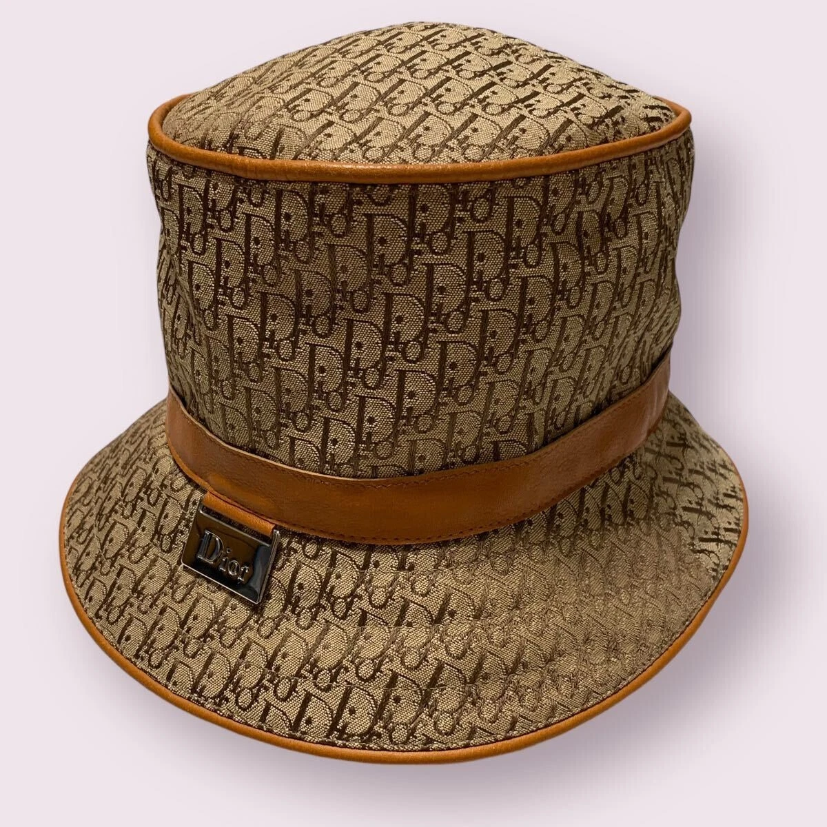 Chapeau trotteur monogramme vintage authentique Christian Dior marron taille 58