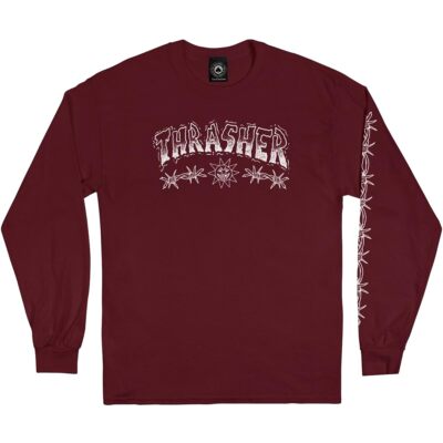 Thra.sher Barbed Wire LS Small Maroon