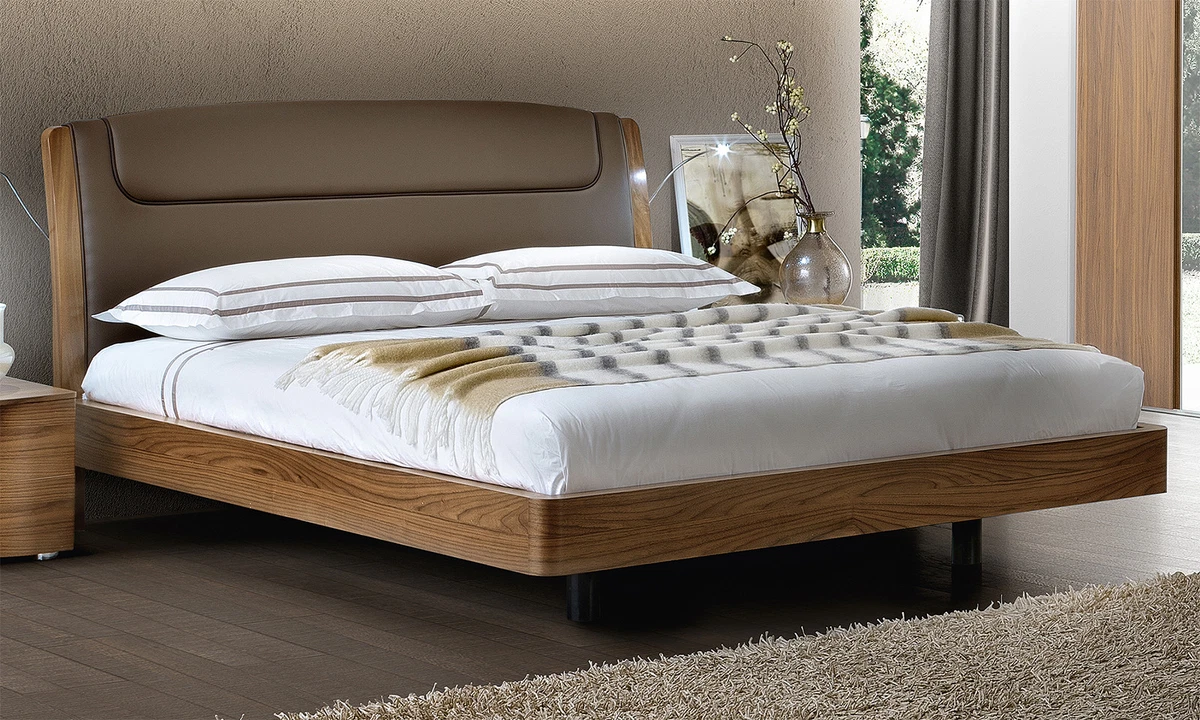 italienisches modernes schlafzimmer komplett set 4-teilig nussbaum  holzfurnier