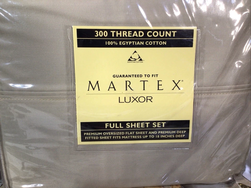 Martex Luxor Full Size Sheet Set~Beige~NEW~100% Egyptian Cotton~300 Thread Count - Image 3 of 4