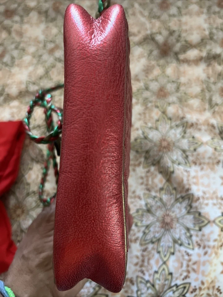 Vintage Handbag Gucci Quilted Red Green Gold Original Authentic - Image 4 of 4