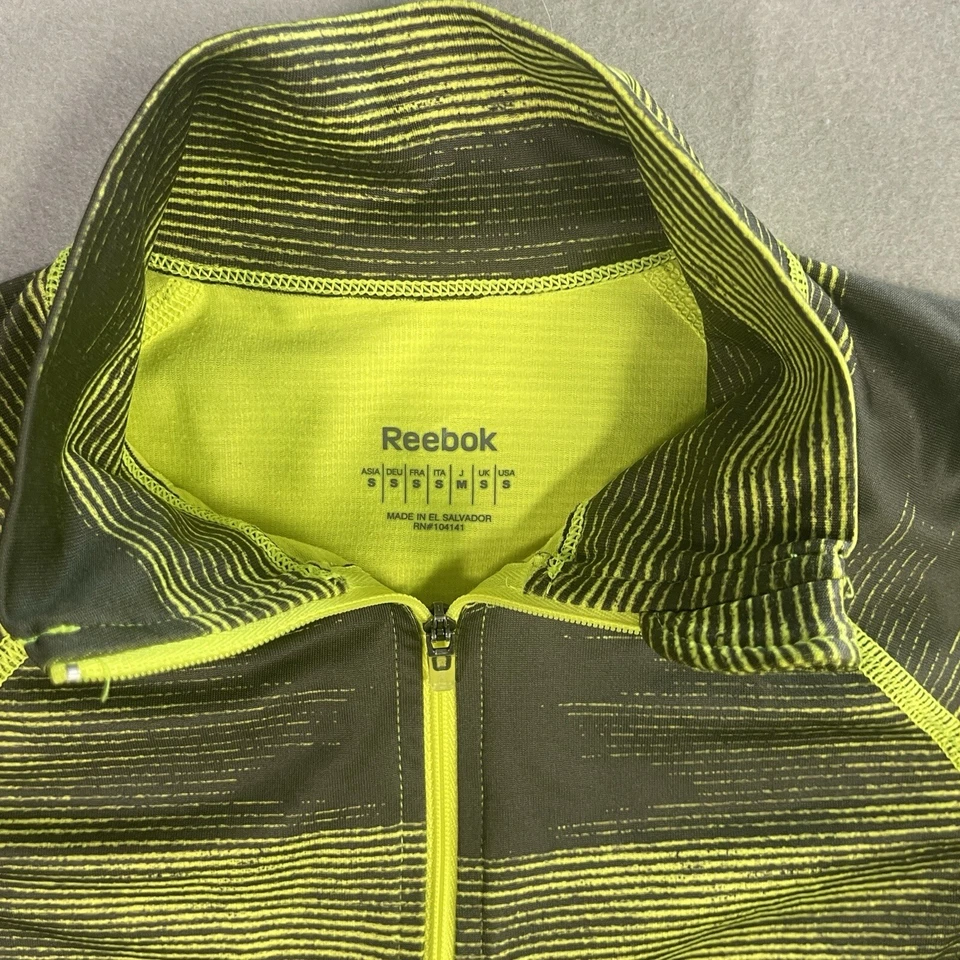 Camisa para mujer pequeña Reebok entrenamiento absorbente Top gimnasio atlético yoga 1/2 cremallera amarilla Foto 2 de 4