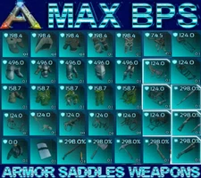 Ark PVE ASA Blueprint BP Carch Shotgun Flak Fur Scuba Ghillie Theri Rex Saddle