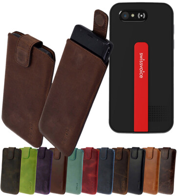 Swissvoice C50s Handyhülle Schutztasche Echtlederetui Slim Case Schutzhülle