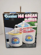 Donvier Vintage Chillfast Ice Cream Maker 1 Quart 2 Pints Pink Rim Japan