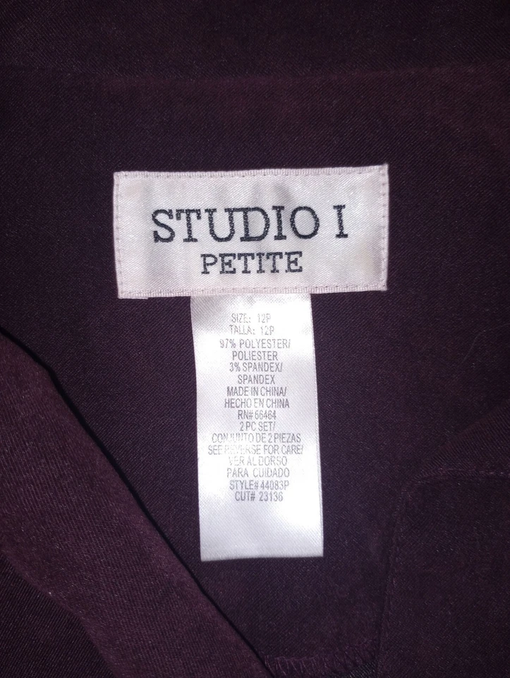 Chaqueta Studio 1 Petite Mujer 12P Borgoña Blazer Abrigo Botón Diseño Bordado Foto 2 de 4